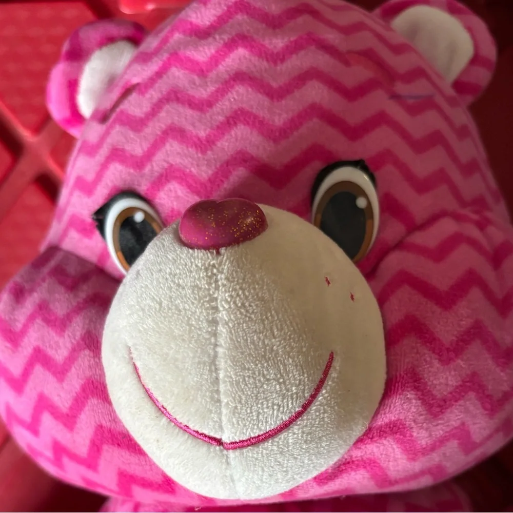 🌈 2015 Care Bear 21” Cheer Bear Large Plush Light And Dark Pink Striped Chevron